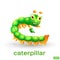 Cute green cartoon character caterpillar