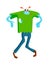 Cute green cartoon zombie character set part of body monsters vector illustration.