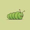 Cute Green Caterpillar Cartoon Doodle - Minimalistic Bugcore Art