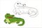 Cute green crocodile, coloring page for children. Vector illustration isolated line art, in cartoon style