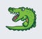 cute green crocodile open his mouth