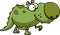 Cute Green Dino Dog Cartoon Character Walking