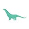 Cute green dinosaur with long neck smiling