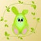 Cute green easter bunny in patterns