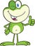 Cute Green Frog Cartoon Character Winking And Holding A Thumb Up