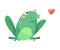 Cute Green Leaping Frog Character Sitting Feel Love Vector Illustration