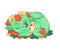 Cute Green Little Dragon, Cheerful Adorable Mythological Animal Character Vector Illustration