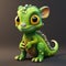 Cute Green Lizard 3d Render In Craig Mullins Style