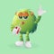 Cute green monster showing middle fingers