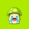 Cute green mushroom character crying. Vector flat carton character illustration