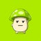 Cute green mushroom character feel confused. Vector flat carton character illustration