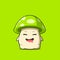 Cute green mushroom character feel hungry. Vector flat carton character illustration