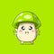 Cute green mushroom character feel sad. Vector flat carton character illustration