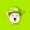 Cute green mushroom character got angry. Vector flat carton character illustration