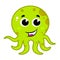 Cute green octopus isolated on white