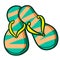 Cute green orange yellow zigzag pattern sandals for holiday - vector.