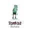 Cute green zombie character in cartoon style