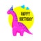 Cute greeting card with a dinosaur. Party invitation . Vector illustration