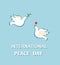 Cute greeting card for International Peace day with lovely pair of doves