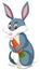 Cute grey bunny eating carrot