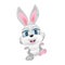 Cute grey Easter bunny kawaii cartoon vector character