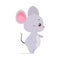 Cute Grey Mouse Character with Large Ears and Tail Standing Vector Illustration