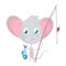 Cute grey mouse fishing. Vector Stock Illustrations isolated Emoji character cartoon mouse stickers emoticon with