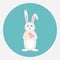 Cute grey rabbit with Easter eggs