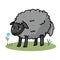 Cute grey sheep in a field cartoon vector illustration motif set. Hand draawn isolated agriculture livestock elements clipart for