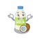 Cute Grinning coconut milk mascot cartoon style