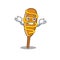 Cute Grinning corn dog mascot cartoon style