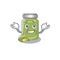 Cute Grinning pistachio butter mascot cartoon style