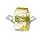 Cute Grinning pistachio milk mascot cartoon style