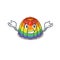 Cute Grinning rainbow jelly mascot cartoon style
