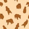 Cute Grizzly Bear Seamless Pattern
