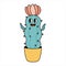 Cute groovy cactus cartoon character