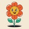 Cute Groovy flower illustration art. beautiful flower cartoon style