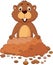 Cute groundhog cartoon