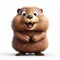 Cute Groundhog Holding Up Hands - Photorealistic 3d Animation Icon