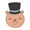 cute groundhog illustration groundhog day. Suitable for mascot designs, t-shirts, cartoons, banners