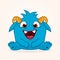 Cute grumpy monster. Grumpy monster emotion. Cute monster illustration.