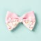 Cute hair bow on bright background, flat lay