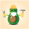 Cute half avocado engineer cartoon character design