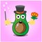 Cute half avocado magician cartoon character design