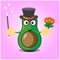 Cute half avocado magician cartoon character design