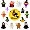 Cute Halloween characters in cartoon style. Set. Children in festive costumes. Vector clipart