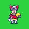 cute halloween clown sheep carrying ball