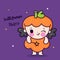 Cute Halloween girl pumpkin cartoon yummy food, Pretty kids Trick or treat for holiday