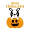 Cute halloween graphics illustration, boston terrier and pumpkin.