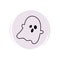 Cute halloween icon logo vector illustration on circle with brush texture for social media story highlight with ghost